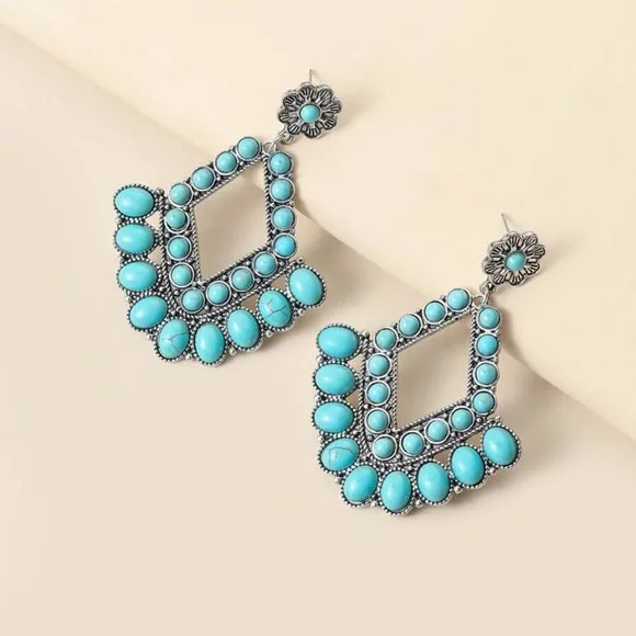 Vintage Western Turquoise Earrings new - Picture 2 of 2